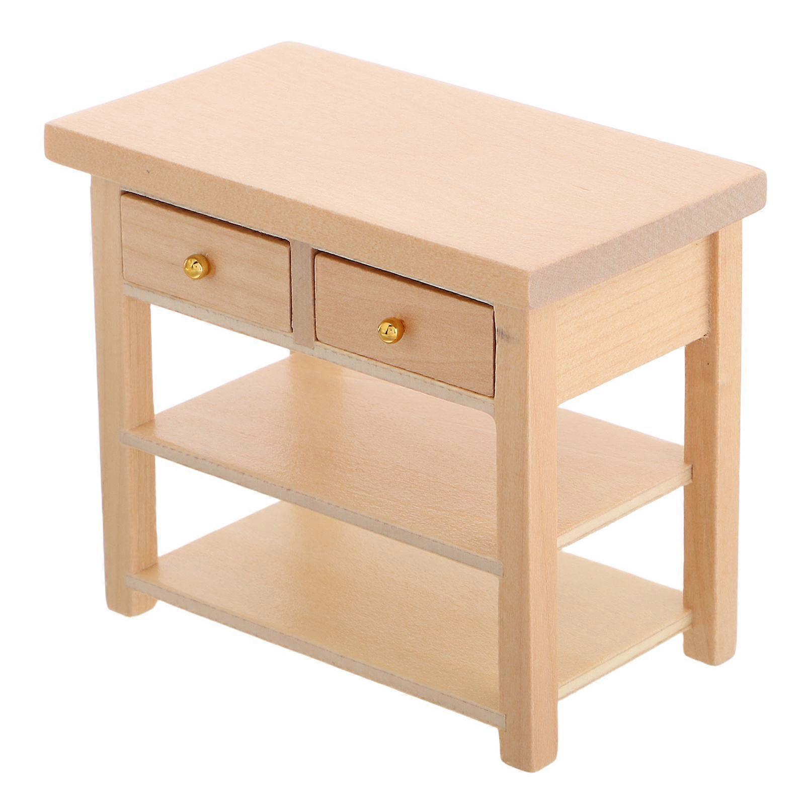 Miniature Shelf Dollhouse Kitchen Accessories Rectangular Wooden Diy Assembly Home Experience 1Pcs