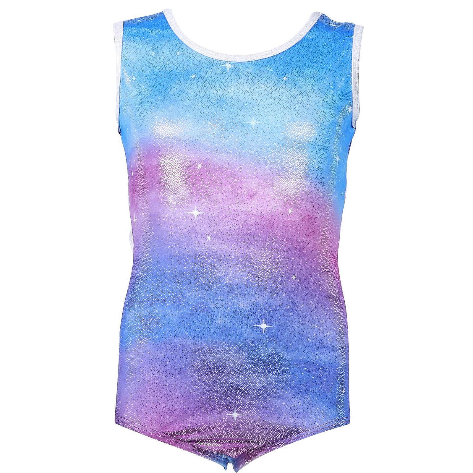 Girls Gymnastics Leotard Multi Color Training Assistance Stage Performance Sleeveless Round Neckline 1 Piece