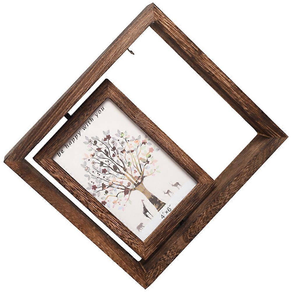 Hanging Photo Frame Rotating Display Wood Material Ideal for Men Women present 23x21cm 1Pack