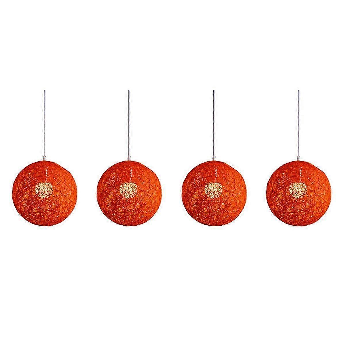 4X Orange Bamboo, Rattan and Ball Chandelier Individual Creativity Spherical Rattan Nest Lampshade