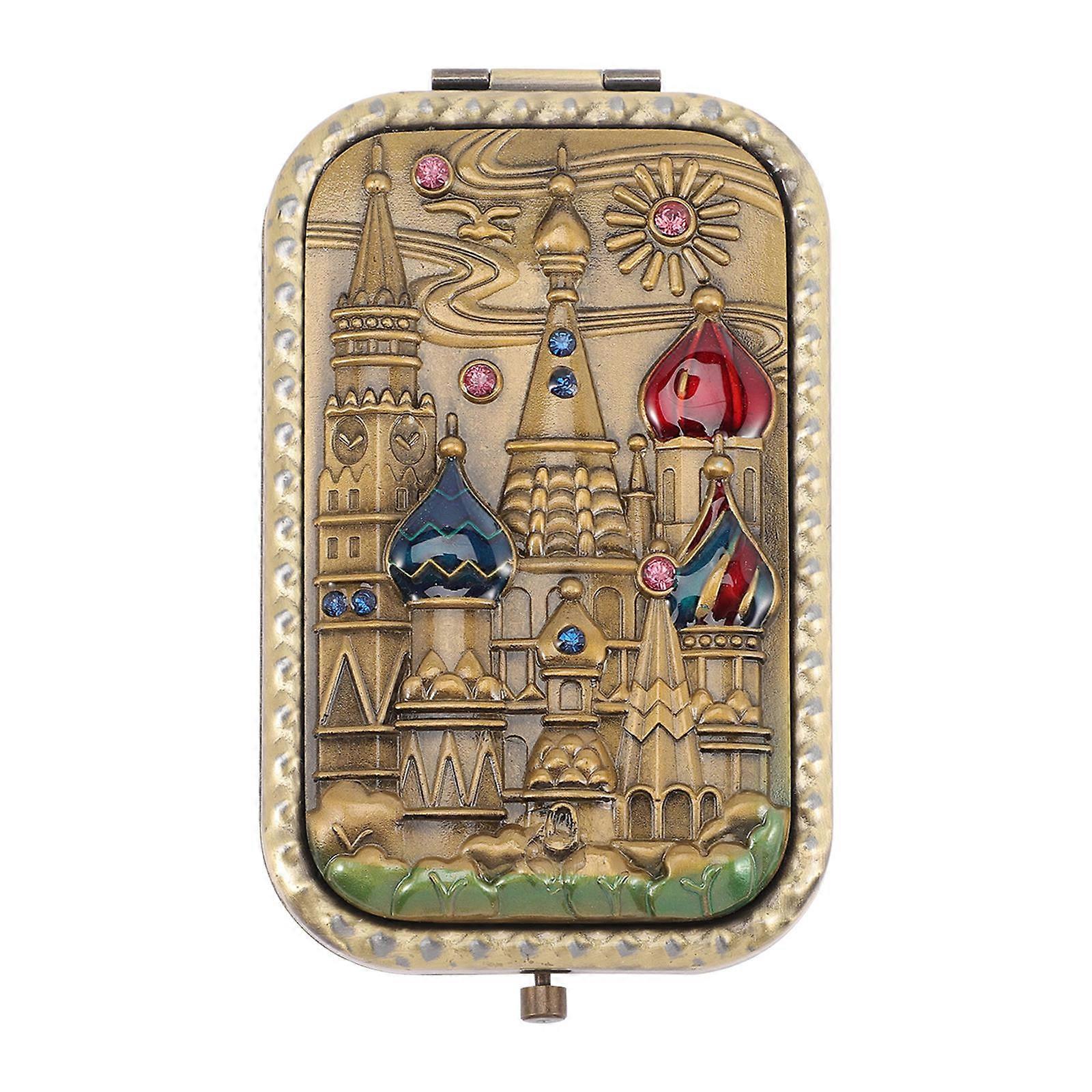 Compact Metal Mirror Small Hand Mirror Double-sided Makeup Mirror Portable For Outdoor Use 1Pack