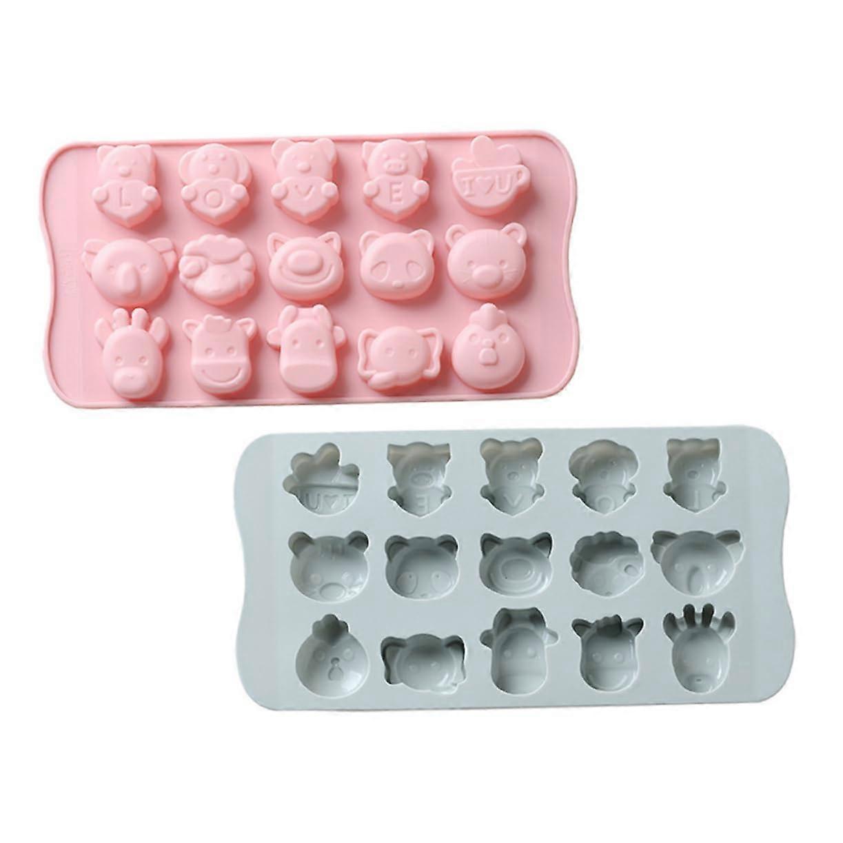 Silicone Animal-Shaped Baking Molds - 2-Pack Cartoon Chocolate and Dessert Molds for Creative Cakes and Sweets, Easy to Clean