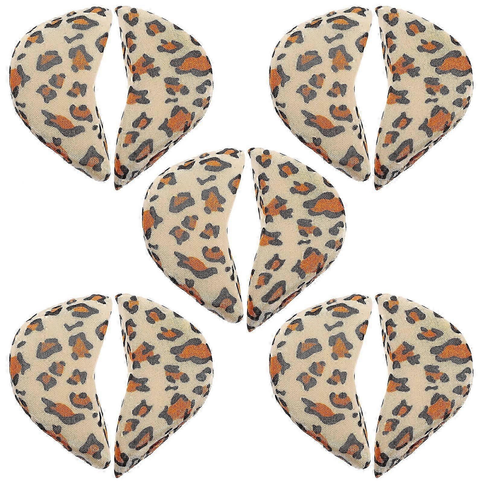 5 Pairs of Forefoot Sole Pads High-Heel Foot Brace Thicken Shoe Inserts Cushion Half Insoles (Leopard Pattern)