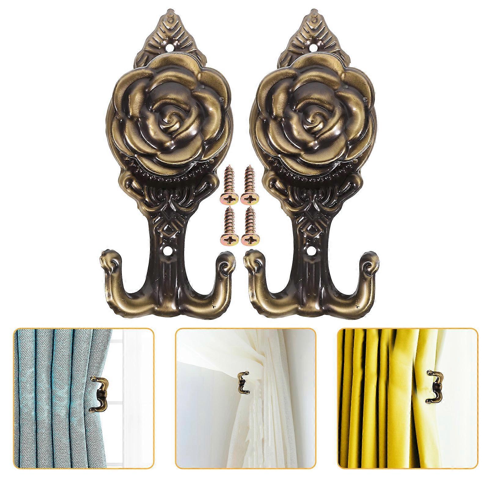 Curtain Tiebacks Classical Style Antique Green Iron Material Flower Shape Decorative 2Pcs For Curtains Villa