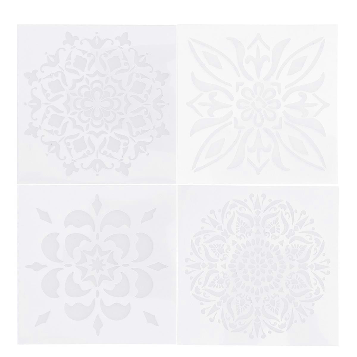 Decoration Stencils 4PC Cake Spray Template Set Professional Cake Shop Use Plastic 15X15X0.4Cm