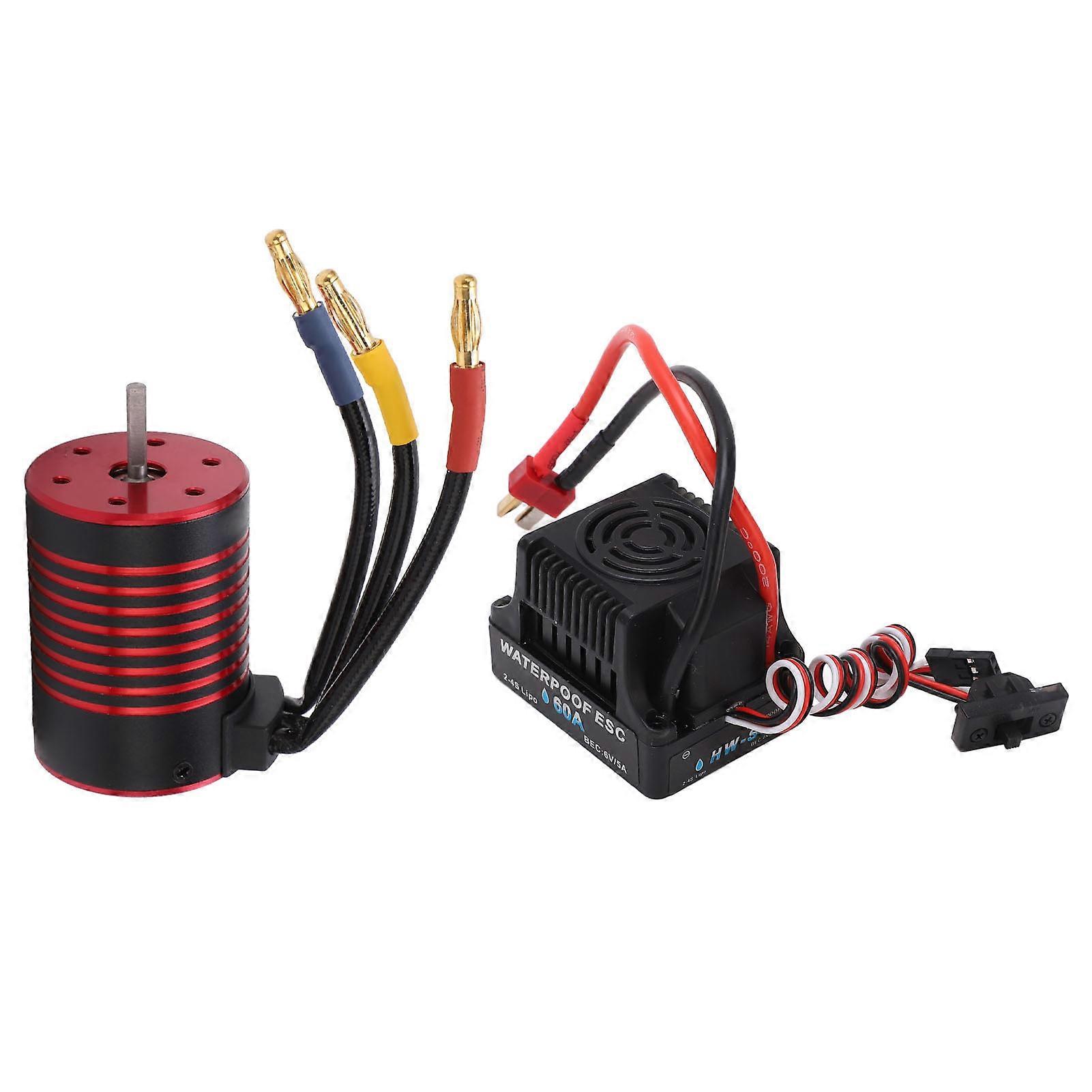 GTSHYTENRC 3650 Sensorless Brushless Motor with 60A ESC Electric Speed Controller for 1/10 RC Car 3100KV