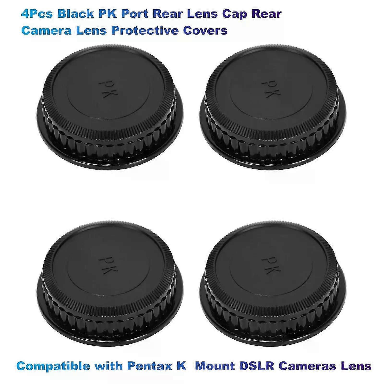 4Pcs Black PK Port Rear Lens Cap Rear Camera Lens Protective Covers Compatible with Pentax K Mount DSLR Cameras Lens