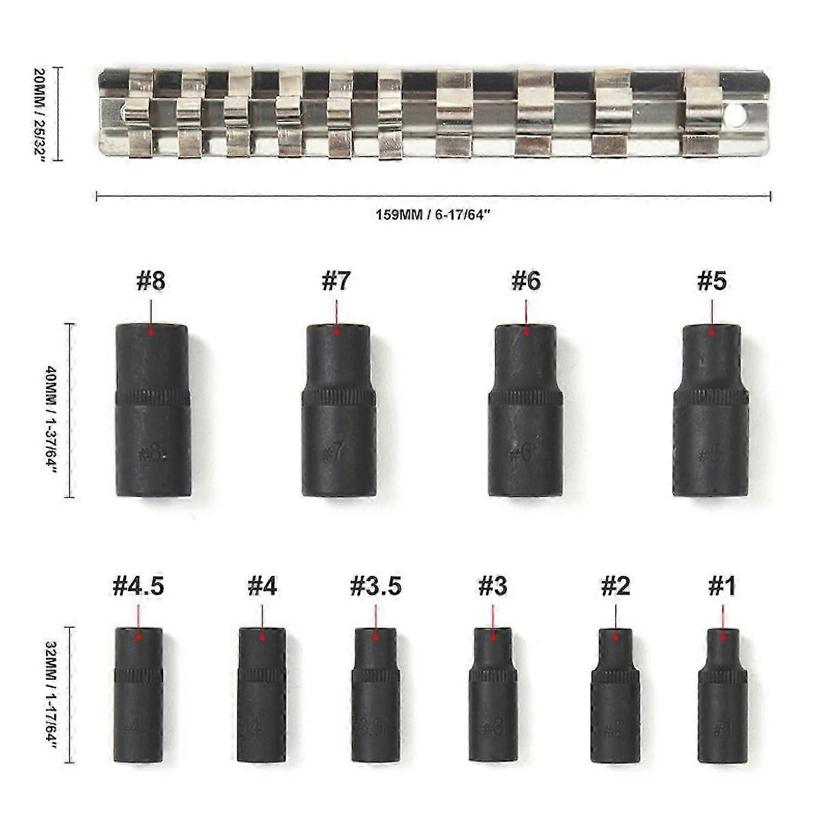 10Pcs Drive Tap Socket Set Steel Replacement High Reliability Square Sockets