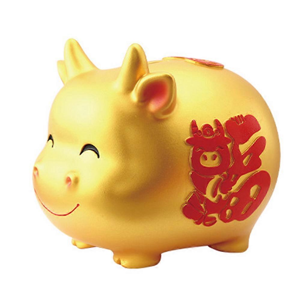Year Of Coin Bank Golden Desk Ornament Money Storage present For Kids 13.5x11x11.5cm 1Pc