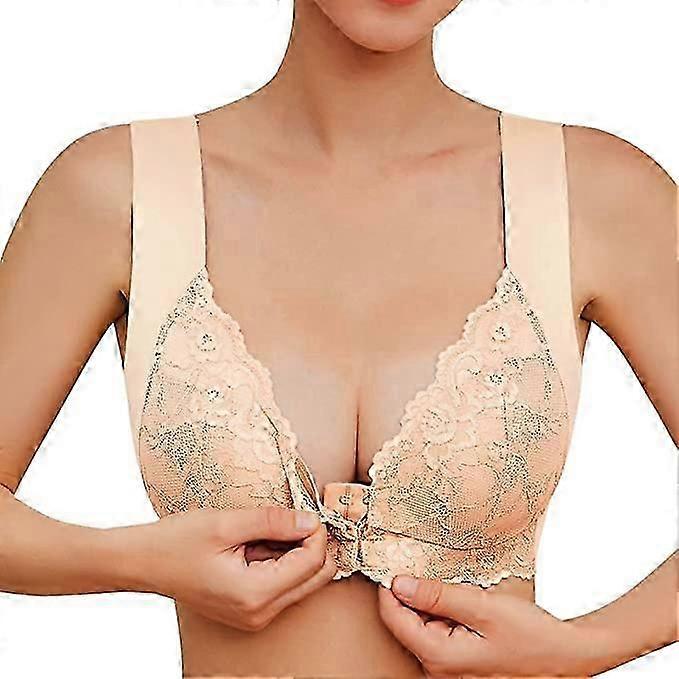 Kvinders Plus Size BH Front Fuld kop Push Up BH Polstret Sømløs Klassisk BH Komfort Brede stropper Blonde BH Kvinders BH