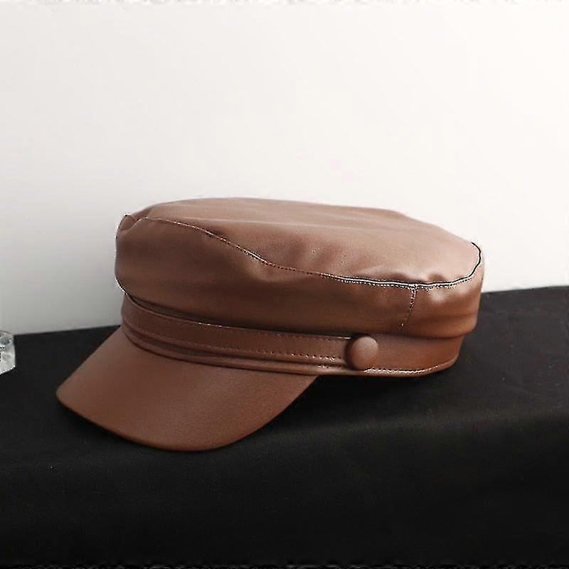 Spring Autumn Leather Military Cap Hat for Men