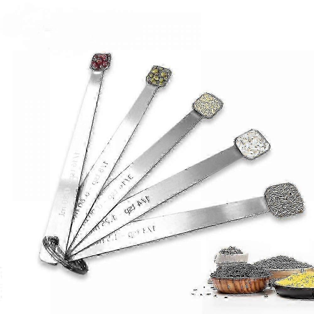 Måleskesæt, 1/3 tsk, 1/4 tsk, 3/16 tsk, 1/8 tsk, 1/16 tsk, mini måleske til bagning, passer til forskellige mærker