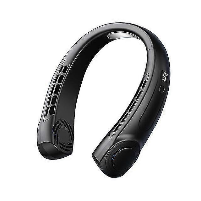 Portable Neck Fan with Ice Ceramic, USB Handheld, Mute, LED Digital Display, Leafless Mini Electric Fan + Flashlight