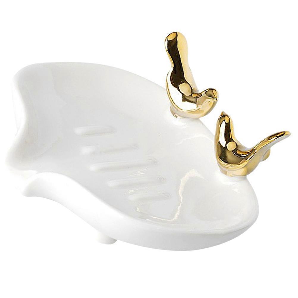Lovely Ceramic Soap Dish Waterfall Design Bathroom Accessory 1Set