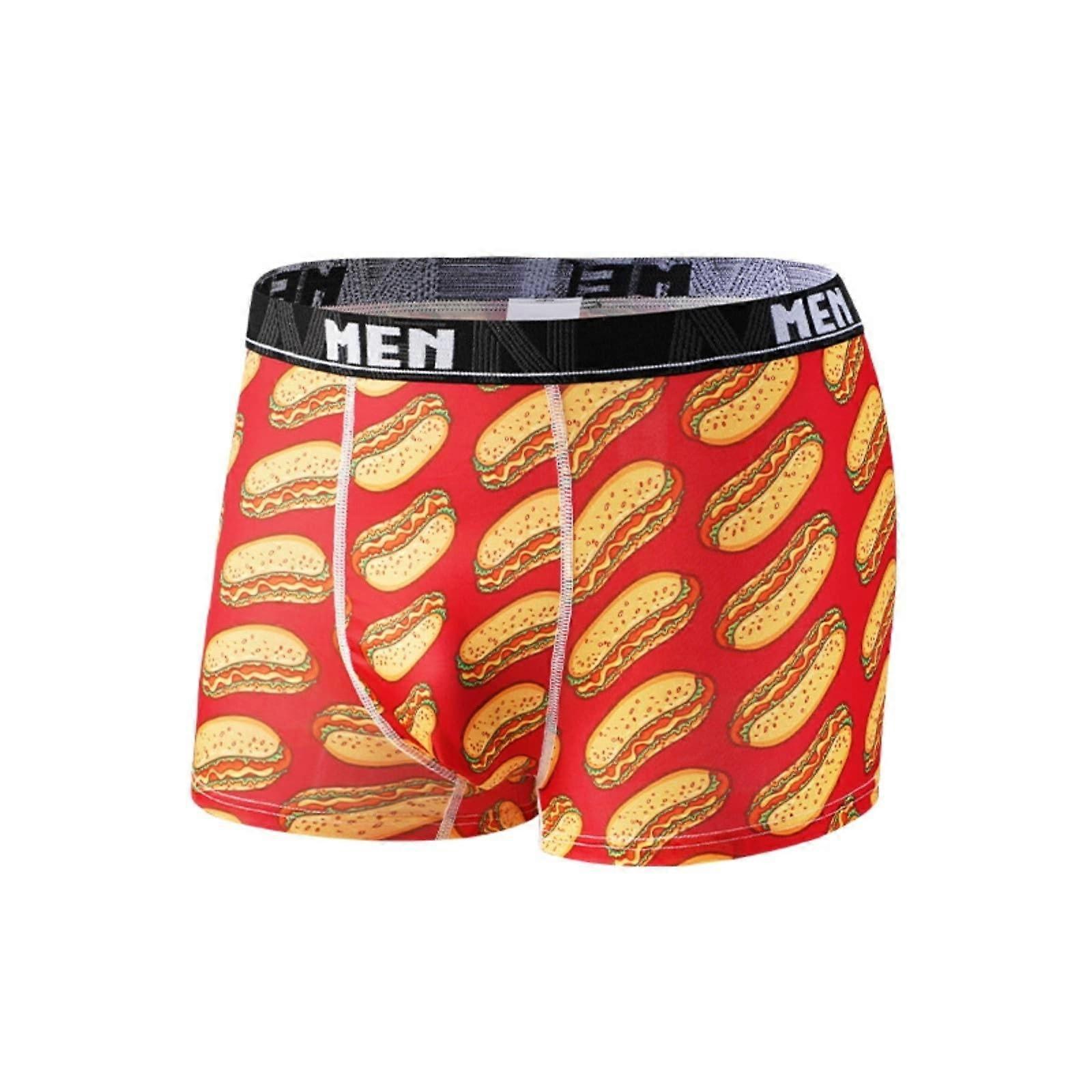 Men's Boxers Ice Silk Material, Cooling Stretch Underwear, Regular Fit Trunks, Size S, Orange