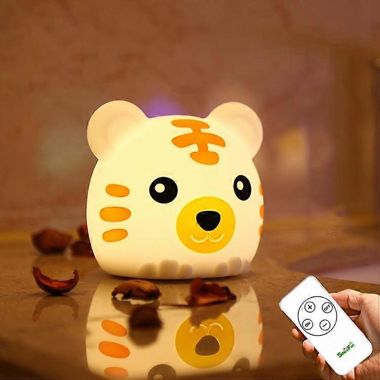 DA006 LED Colorful Tiger Silicone Night Light, Type: Remote Control
