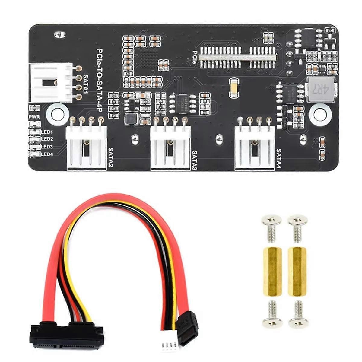 For Compute Module 4 CM4 PCIe to SATA PCI-E to Four-Way SATA3.0 Card 6Gbps High-Speed SATA Expansion Board