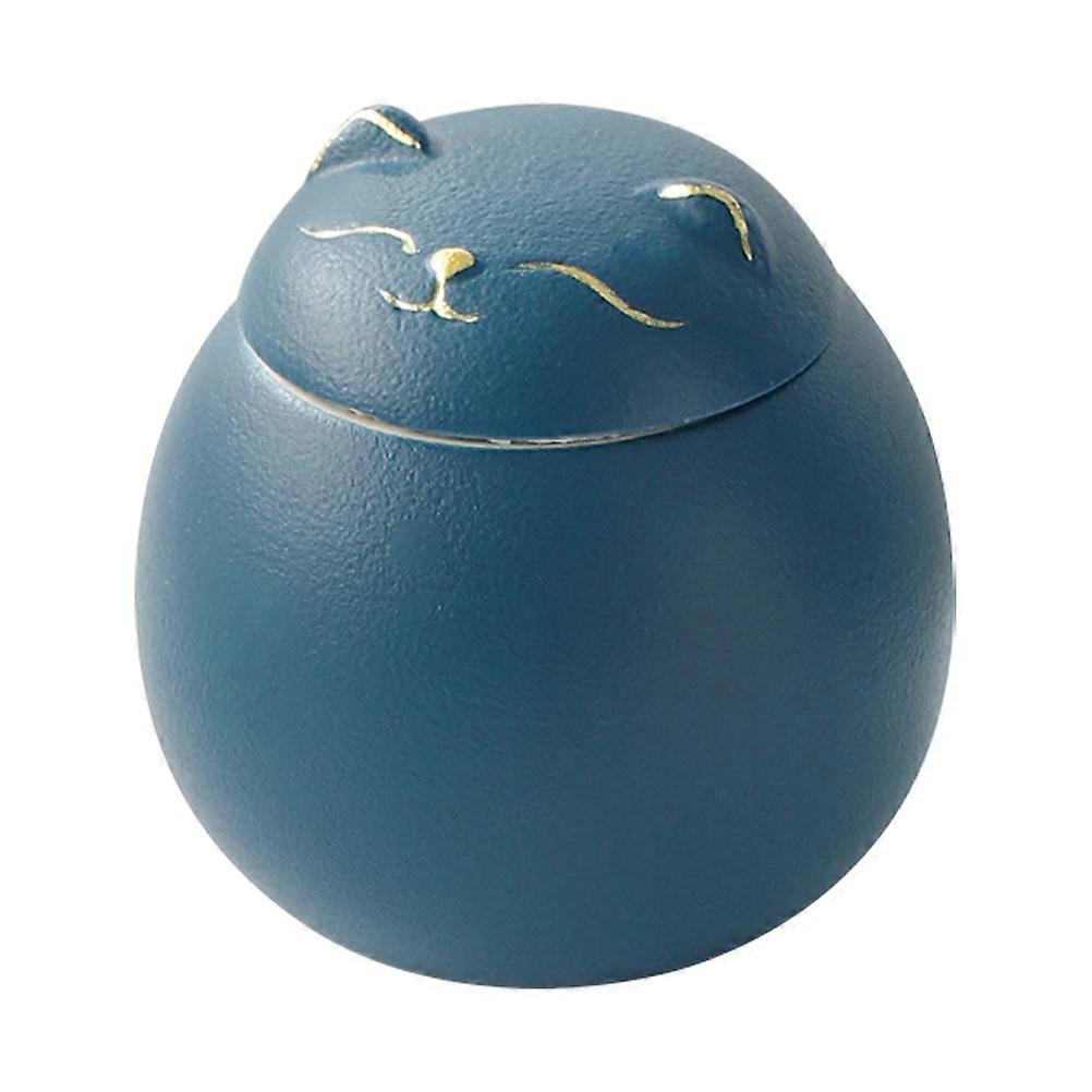 Ceramic Tea Storage Jar Square Sealing Lid Keeps Tea 8.5x8.5x8.7cm 1Pcs