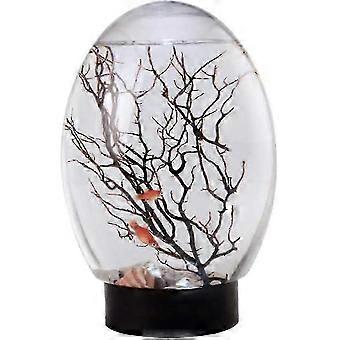 Mini Fish Tank Ecosphere Closed Aquatic Ecosystem Desktop Aquarium with LED Revolving Base Aquariums-Yvan