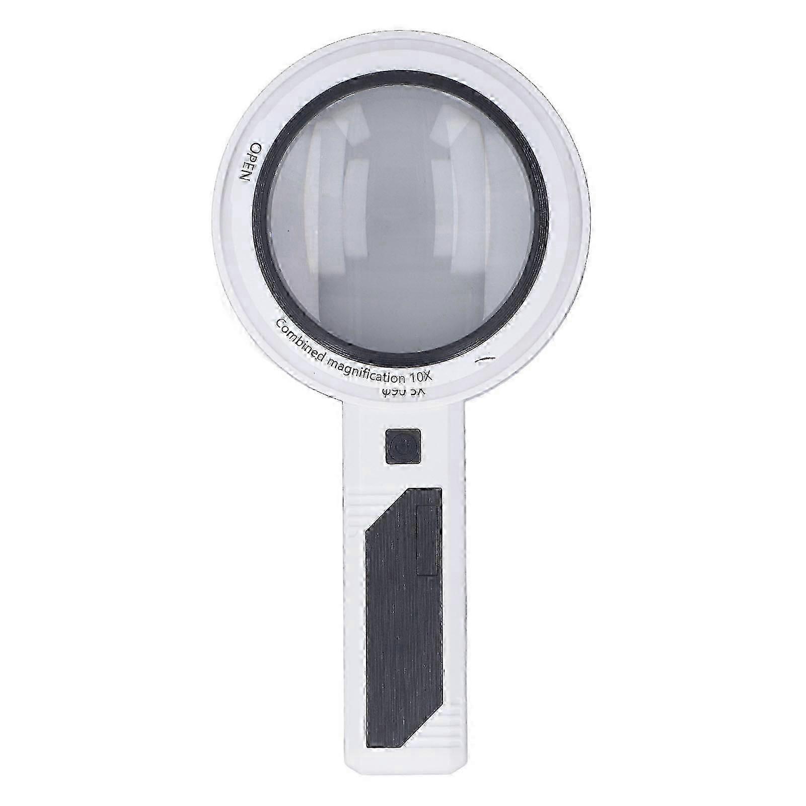 3X 5X 10X LED Handheld Rechargeable Magnifier with 3 Lighting Colors for Reading