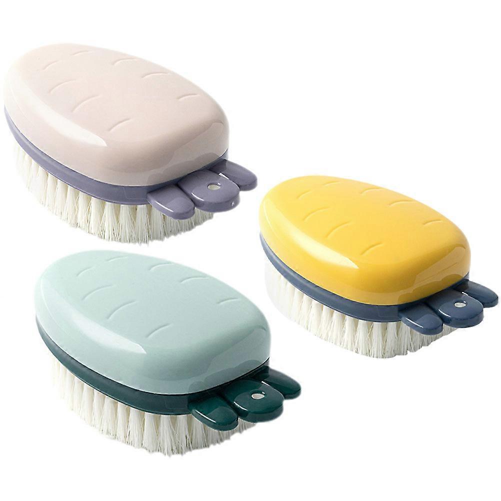 3pcs Soft Bristle Scrub Brush with Carrot Design for Shoes, Garments & Household Cleaning – Gentle on Fabrics, Multi Functional & Easy to Use