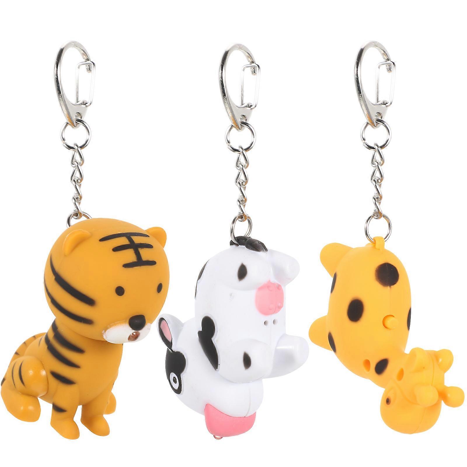 Giraffe Keychain Sound and Light Purse Keychain Assorted Color ABS 3pcs