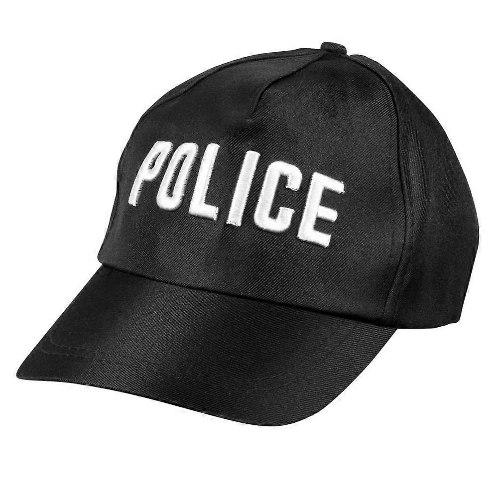 97046 Adults Police Hat One Size Adjustable Classic Style Black Costume Accessory for Parties and Events