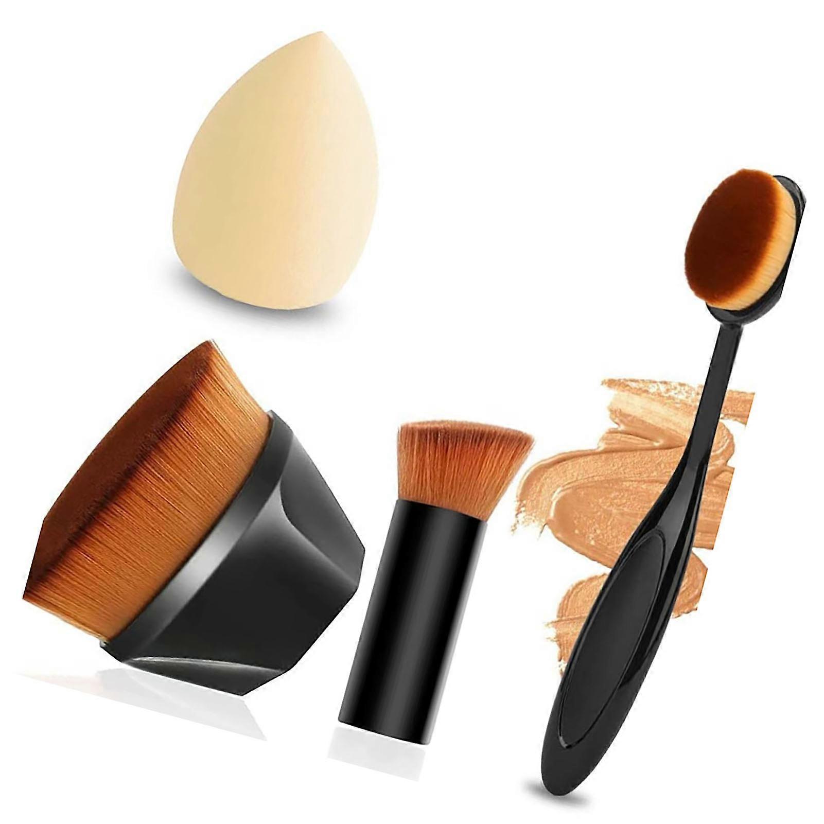 4Pcs Makeup Brushes Set Professional Easy Using Sponge Egg Cosmetic Brushes for Beginners Enthusiasts Black