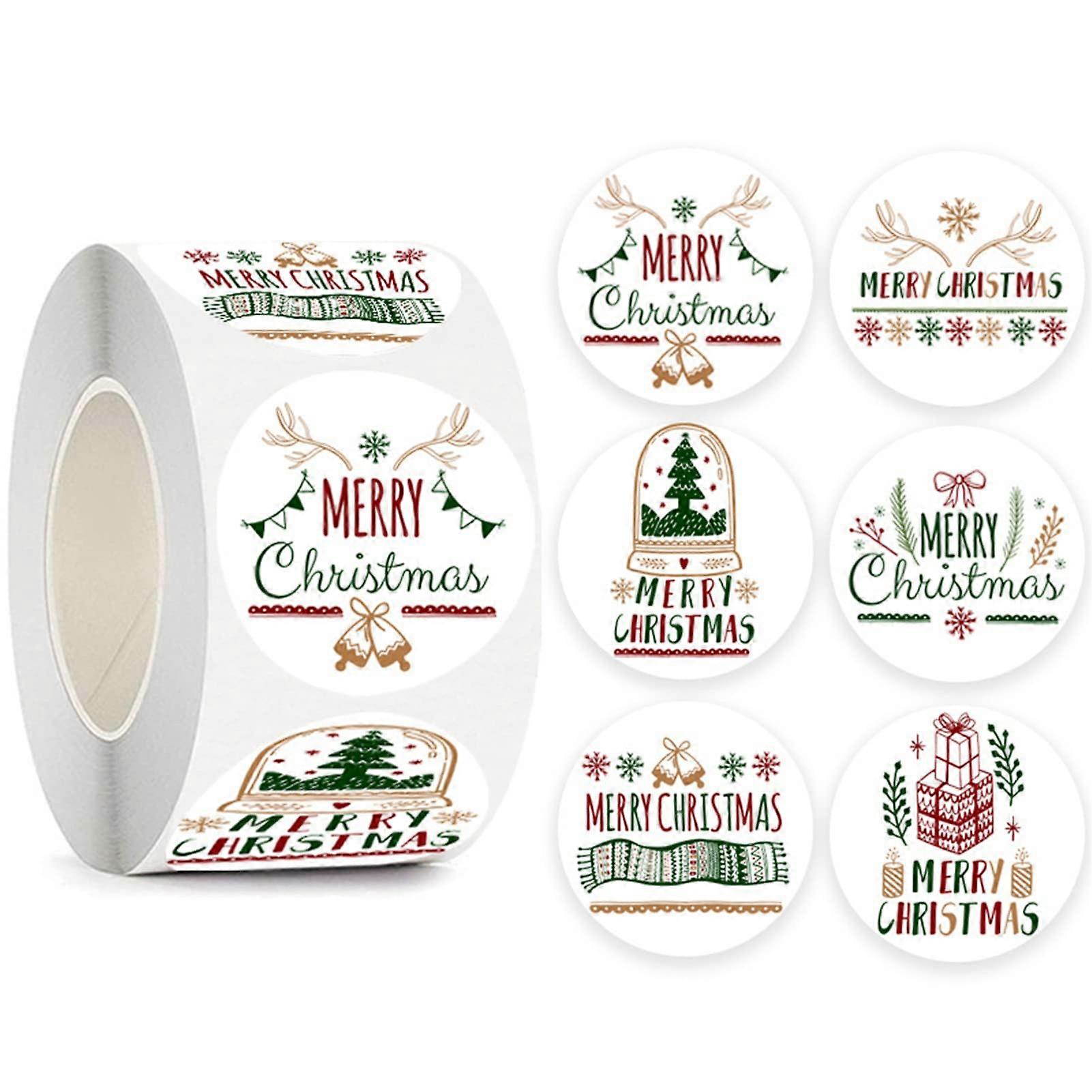 Label Tags DIY Ultra Thin Removable Various Patterns Merry Christmas Round Package Stickers Seasonal Decor C 3.8cm