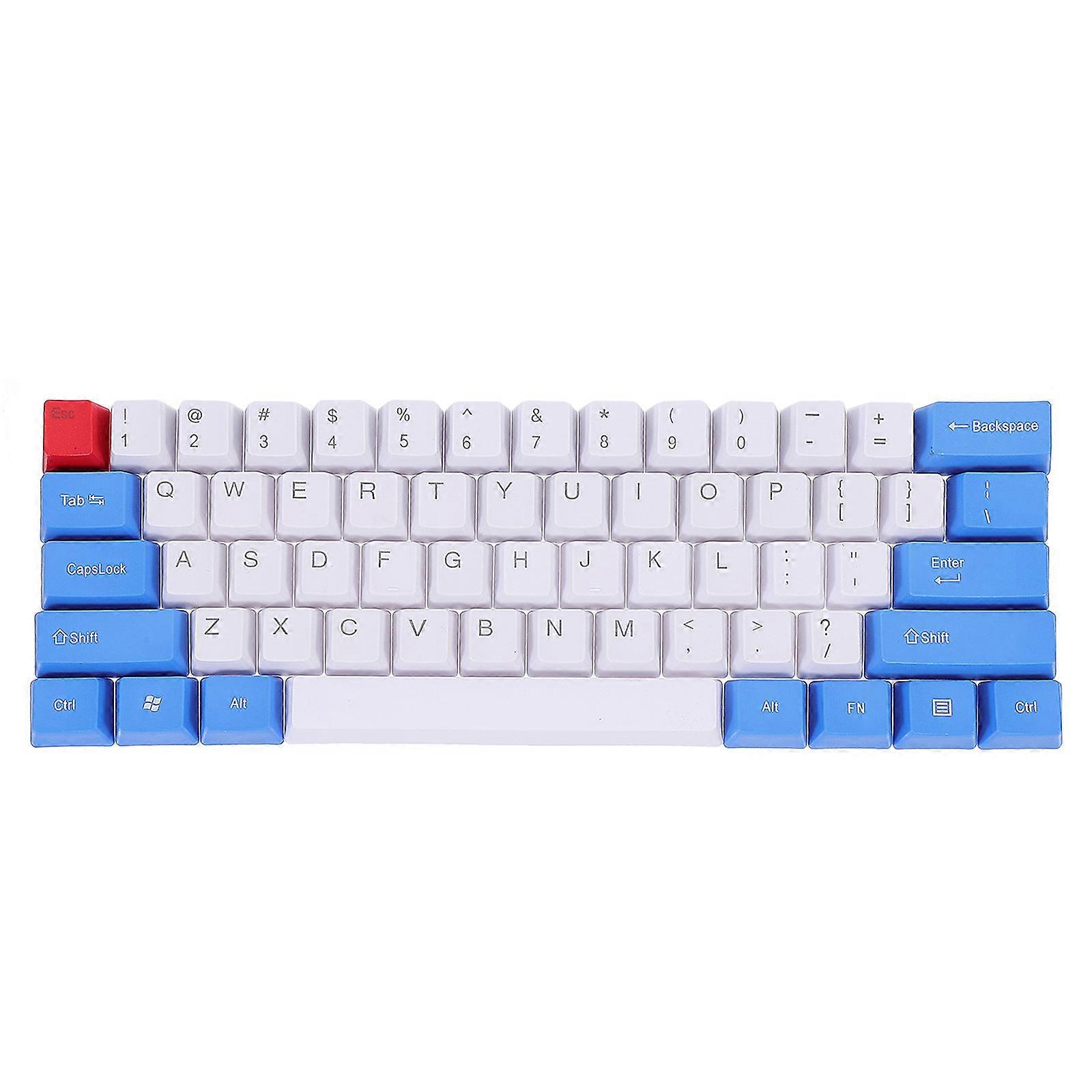 Mechanical Keyboard Keycaps Diy Supply Blue Color Matching Design 61Pcs