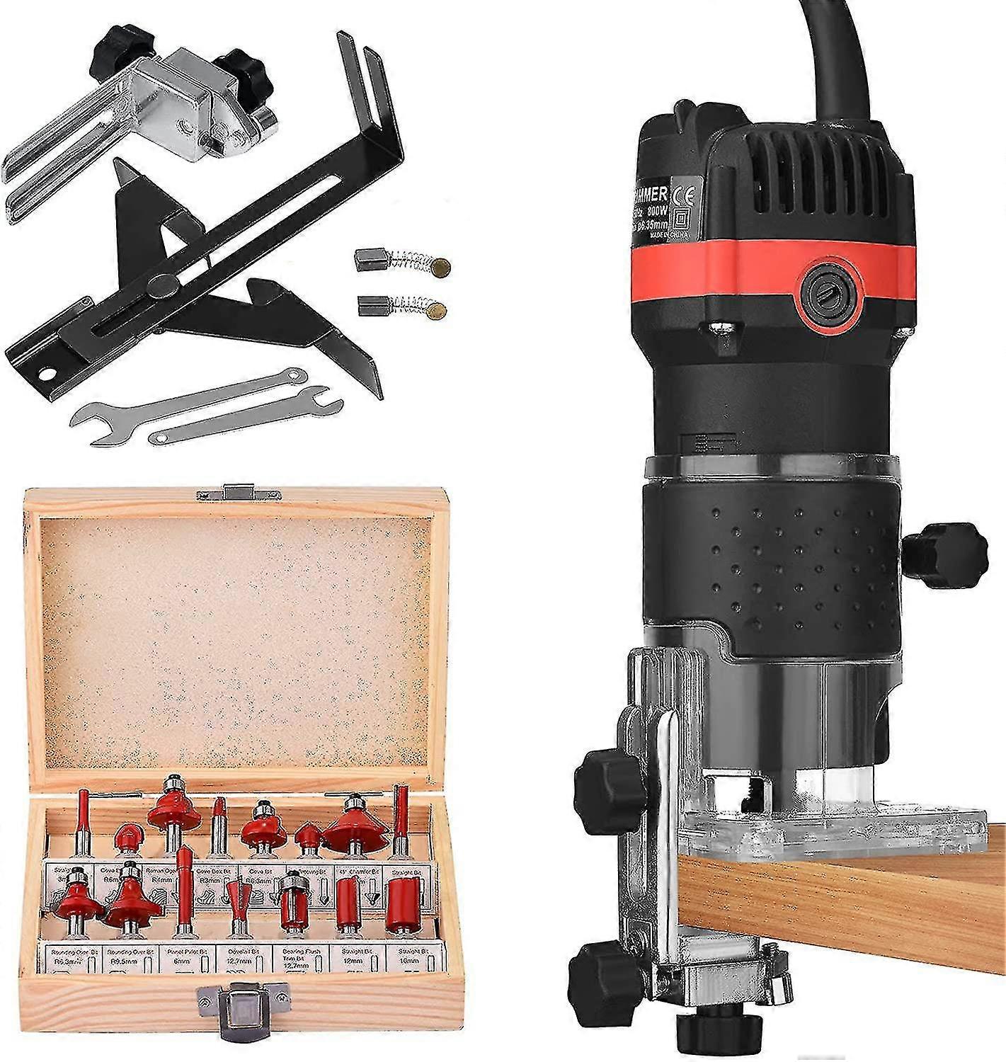 Trimmer Router Diameter 6.35 mm 30000 RPM Electric flush router with 15 sets of cutters-hy SZRH A-R2256