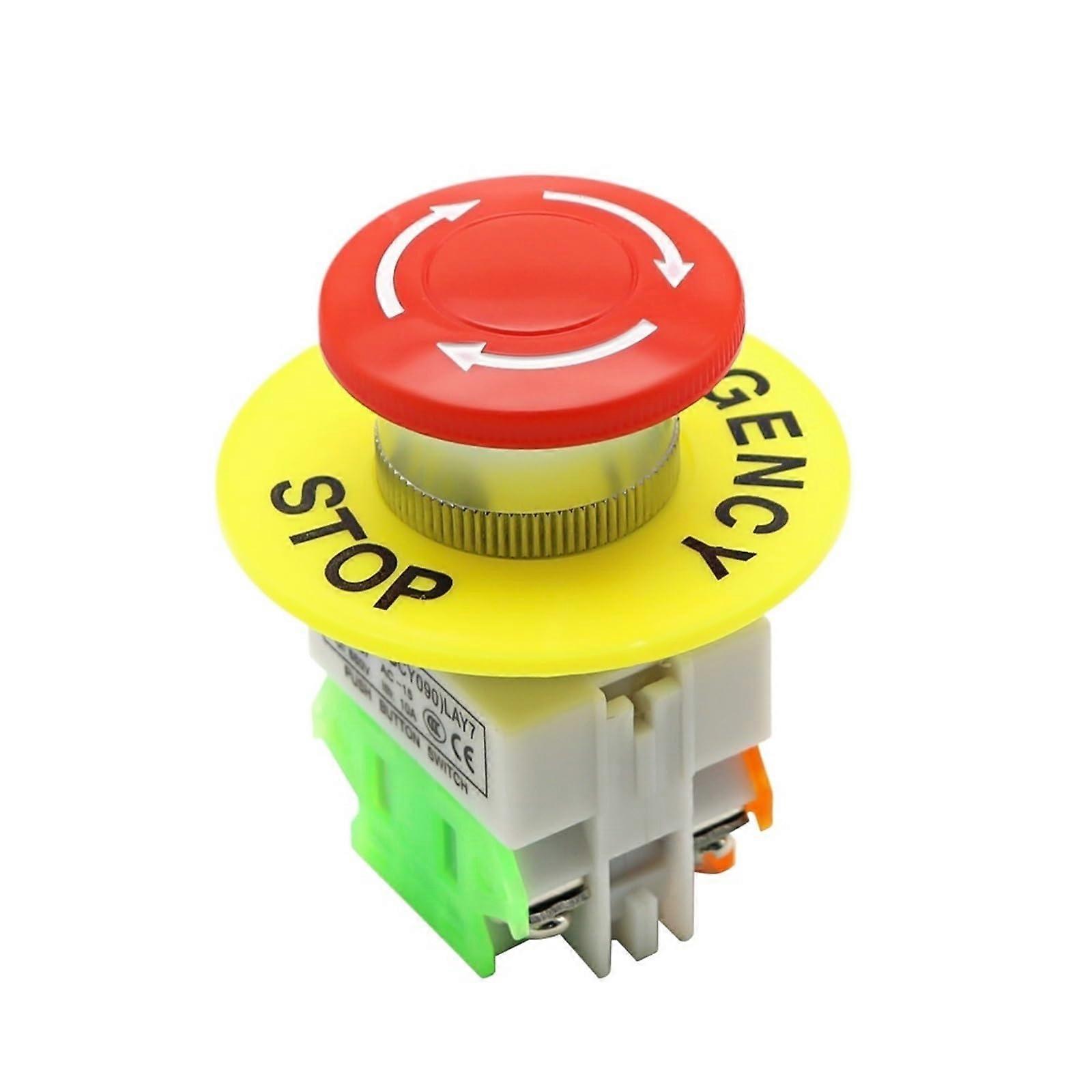 Red Mushroom Cap 1NO 1NC DPST Emergency Stop Push Button Switch AC 660V 10A Switch Equipment Lift Elevator Latching Self Lock Ref: 1887