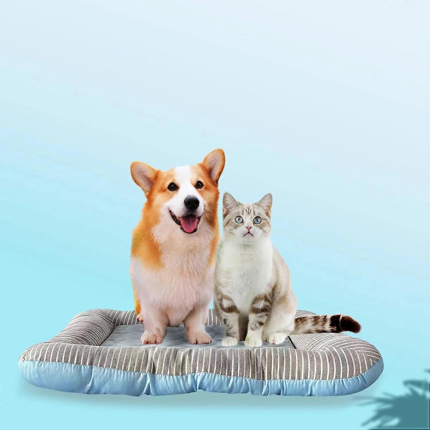 Self-Cooling Pet Mat for Dogs & Cats - No Electricity Needed Cooling Pad for Kennels, Breathable Bed Mat, Portable for Home & Travel, Blue