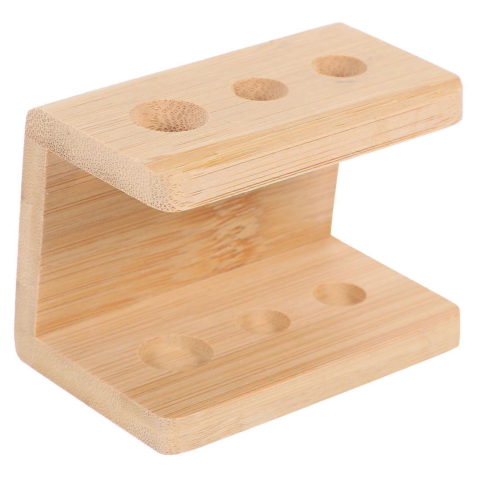 Bamboo Toothbrush Organizer 3 Grid Storage Rack for Countertop