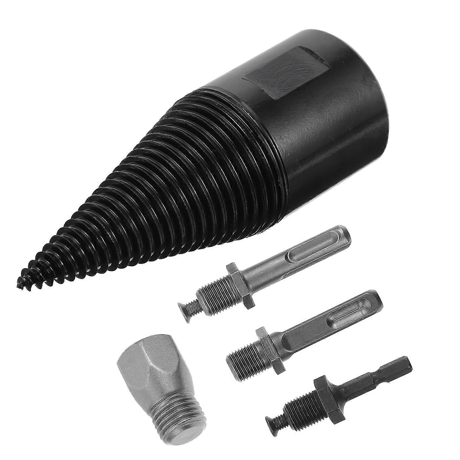 Wood Splitter Drill Bit Set Cutting Wood Firewood Machine Chop Black 4Pcs