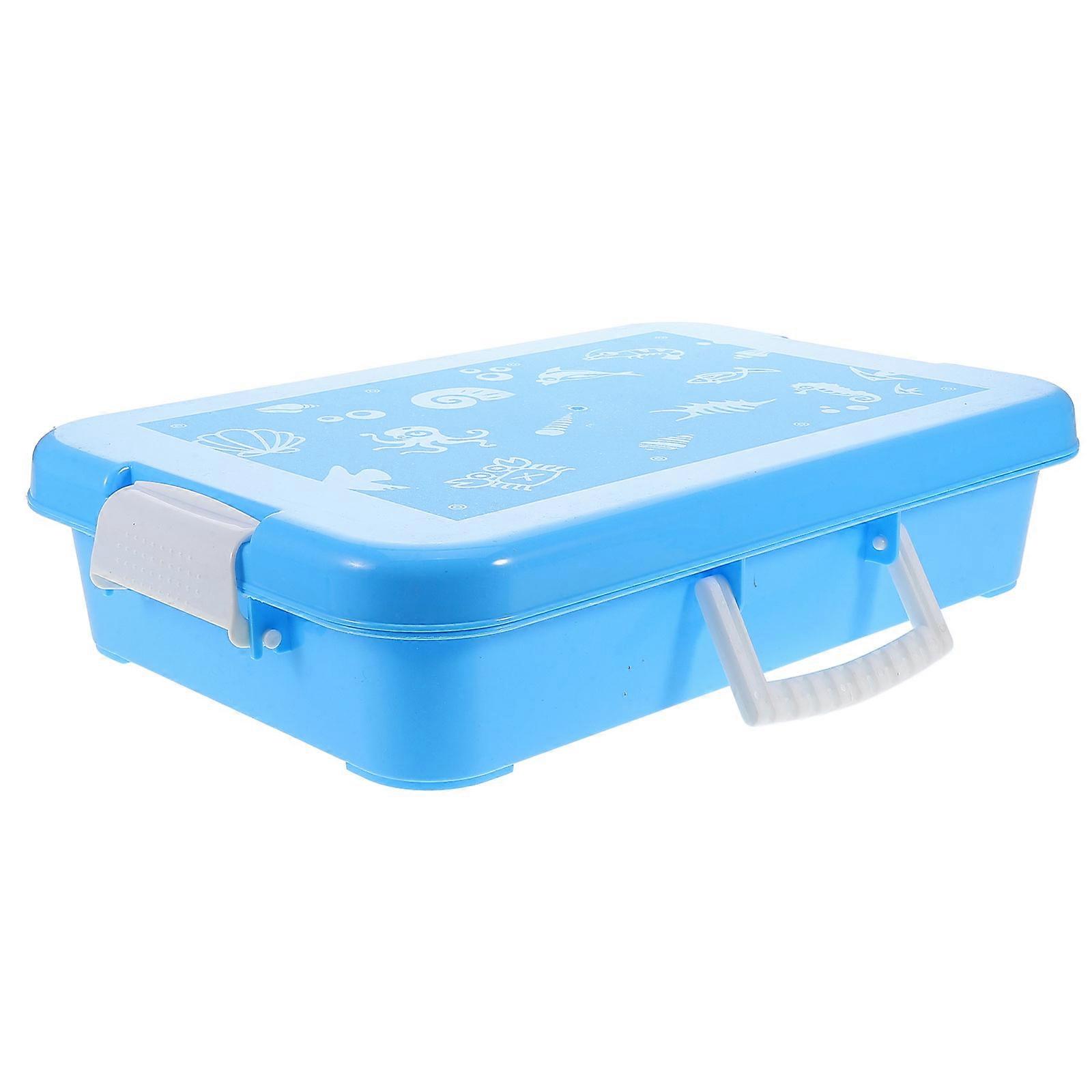 Sand Box With Lid And Cover Versatile Use For Outdoor Activities Rectangular Shape Blue 38.00X24.50X8.00CM Transportation 1Pcs