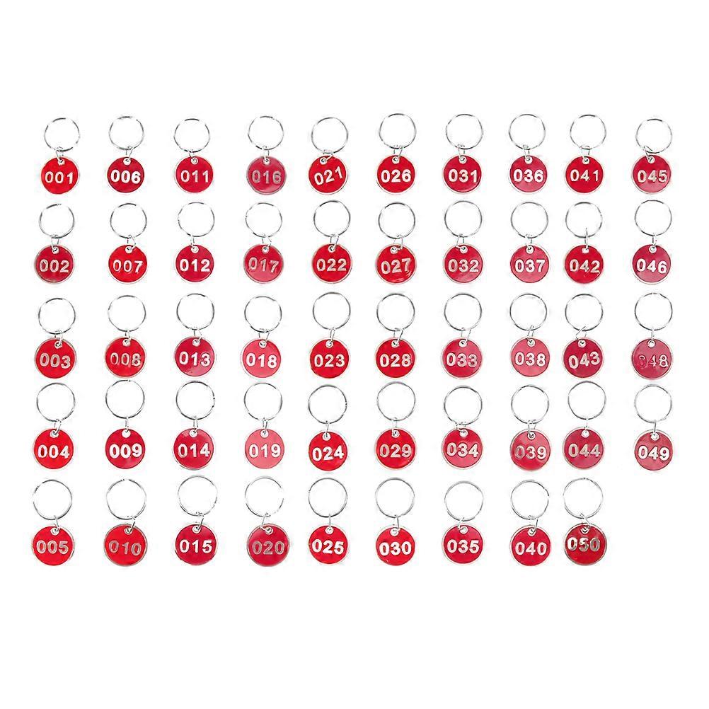 Aluminium Number Tags Set Luggage Id Travel Square Red 3x3x0.1cm Key Ring Labels 2Pcs