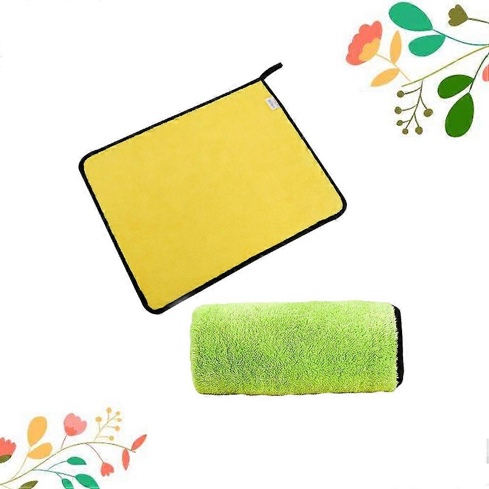 Car Cleaning Cloth Multipurpose Double-Sided Microfiber Wipe Towel Home Use 40x30cm Dish Wash 2Pcs