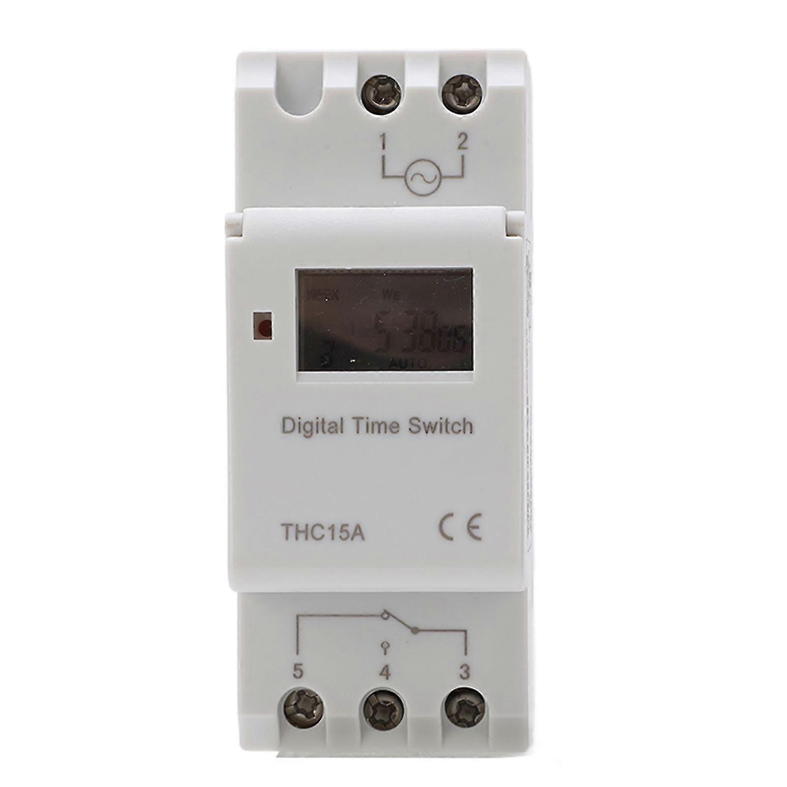 Digital Timer Switch LCD Programmable Weekly Rail Time Relay AC220?240V 16A THC15A YEMAA