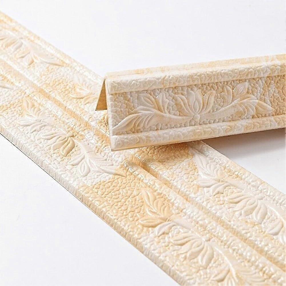 3D DIY Foam Moulding Strip Self-Adhesive Decorative Tile Border for Renovation Projects, Yellow White, Easy Installation