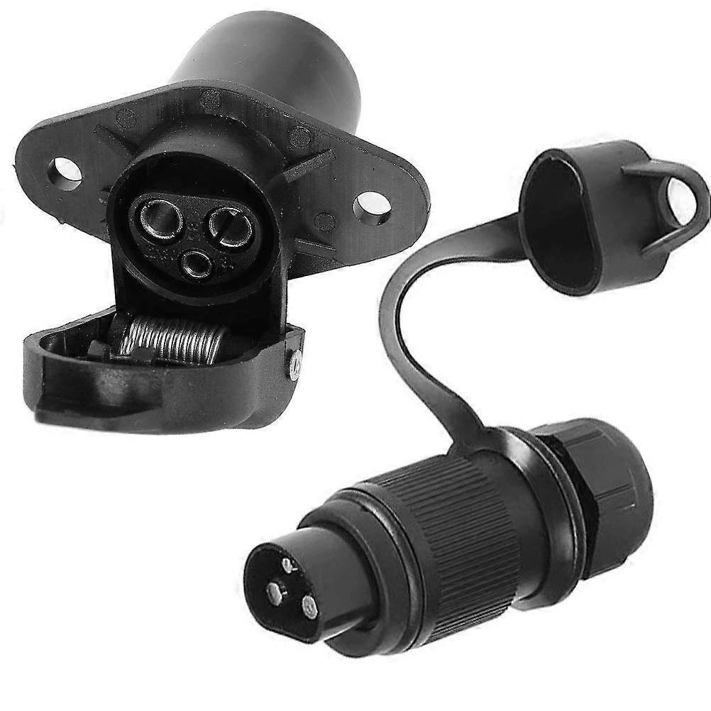 12V 3-Pin Trailer Socket Plug Adapter for RV Caravan Motorhome Truck Accessories with Mounting Holes Kit A