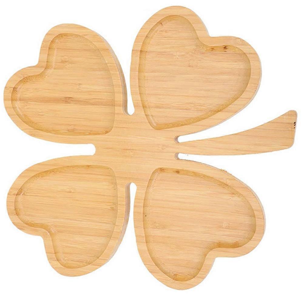 Beige Synthetic Fruit Tray for Storage with Fourleaf Clover Shape and Sturdy Handles 7.8 Inches