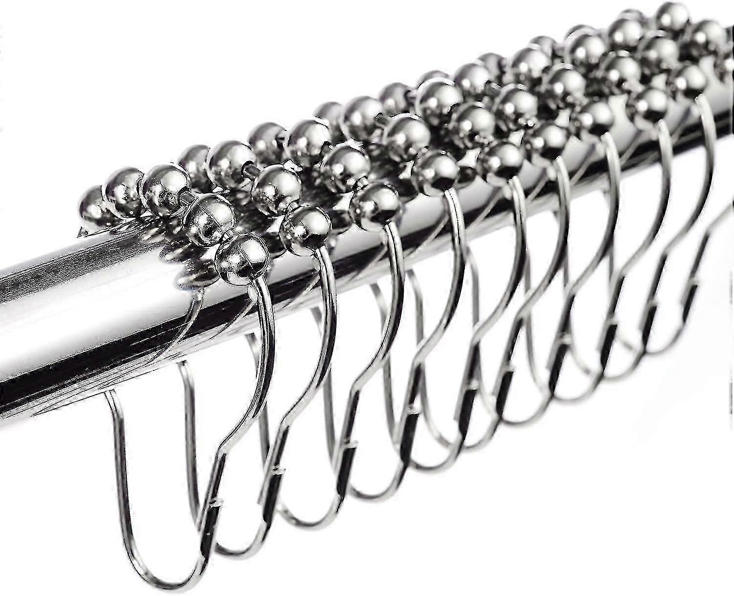 Shower Rings Shower Curtain Rings With Sliding System,12 Single Hooks