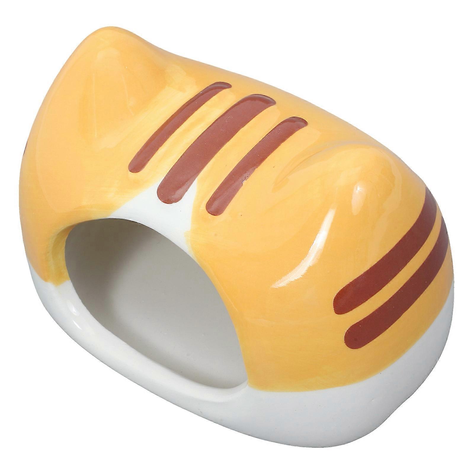 Ceramic Hamster Hideout Cat Shape Habitat For Dwarf Hamster Providing Privacy Space In 1Pack
