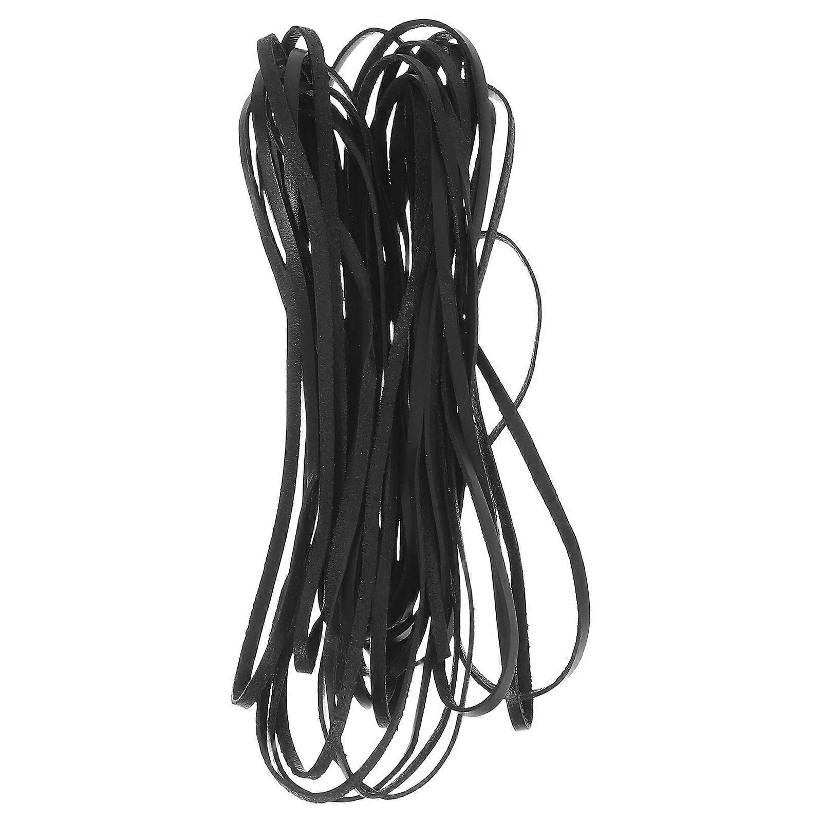 Black Cowhide Braiding Cord for Necklace Making Sturdy Flat Rope for Crafts and DIY Projects 1mm Wide