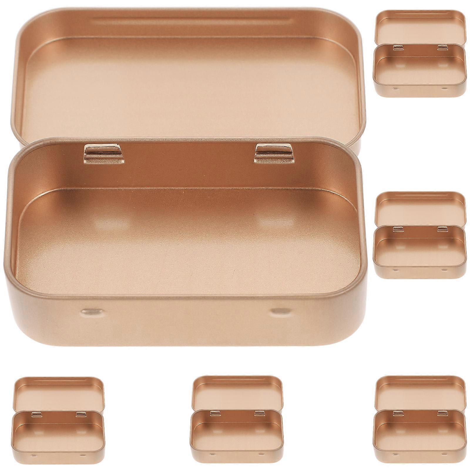 6pcs Small Rectangle Tin Boxes with Lid Empty Tinplate Containers