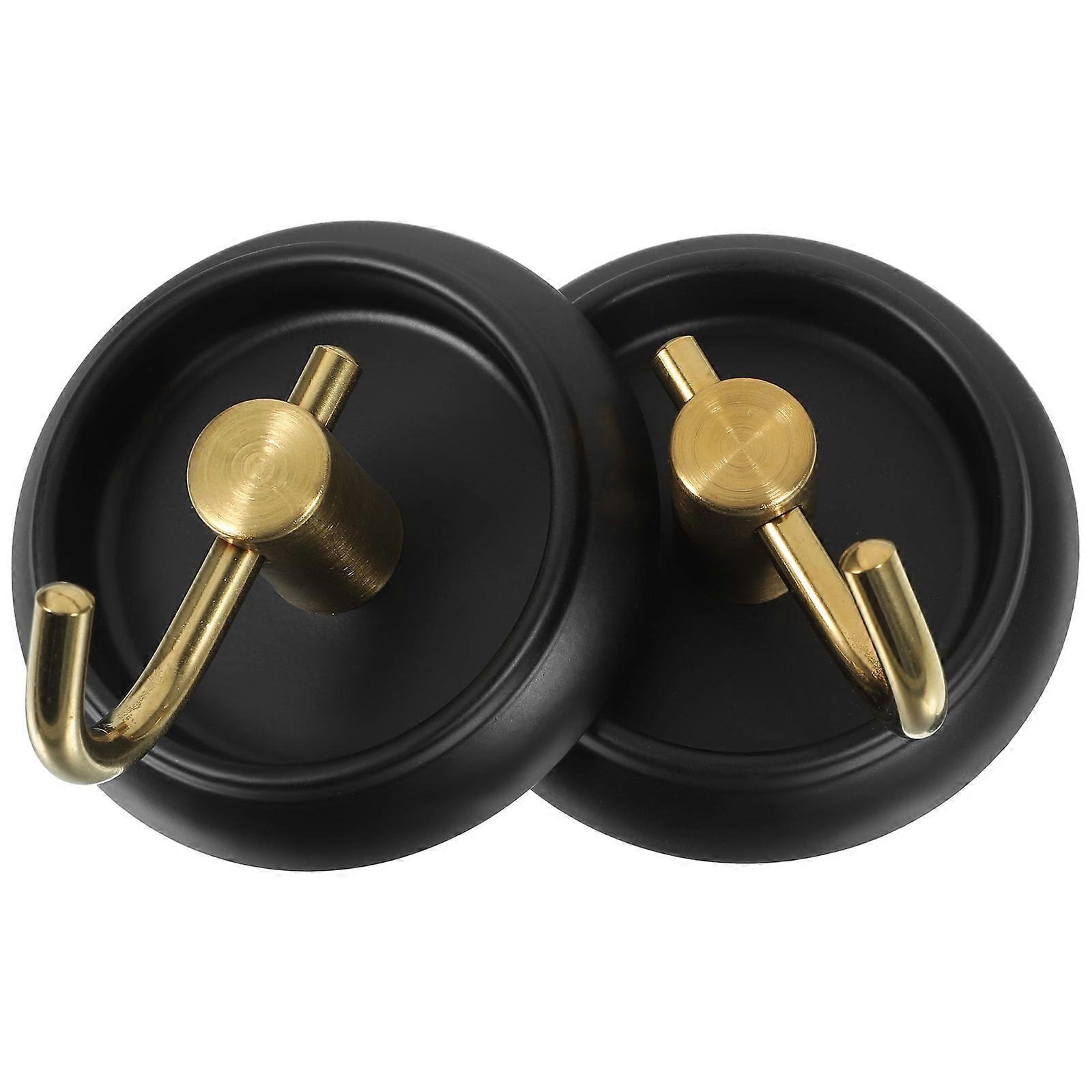 Curved Hook Towel Storage Hooks For Bathroom Users With Round Base And Black 2Pcs