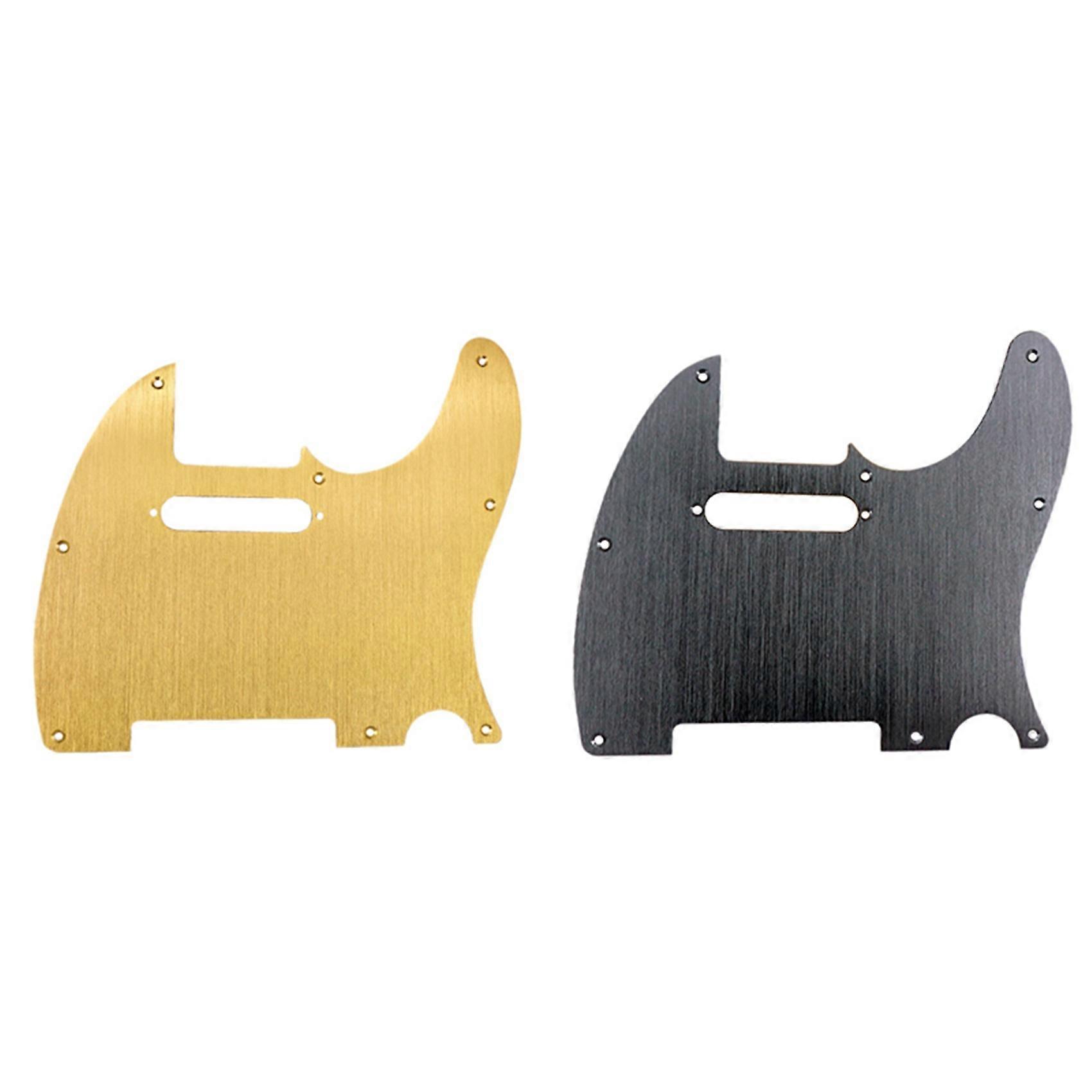 2x Golden/Black 8 Hole Tele Guitar Pickguard Metal Pick Guard for Standard Pickguard Replacement