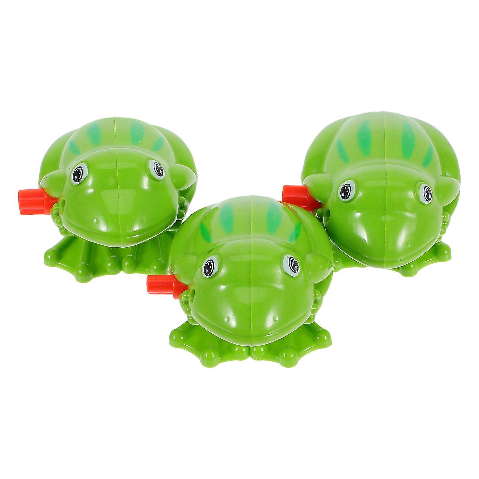 Clockwork Spring Frog Toy for Kids Playing Made from Plastic Bright Green Color Develop Tactile Skills No Battery Required 3pcs