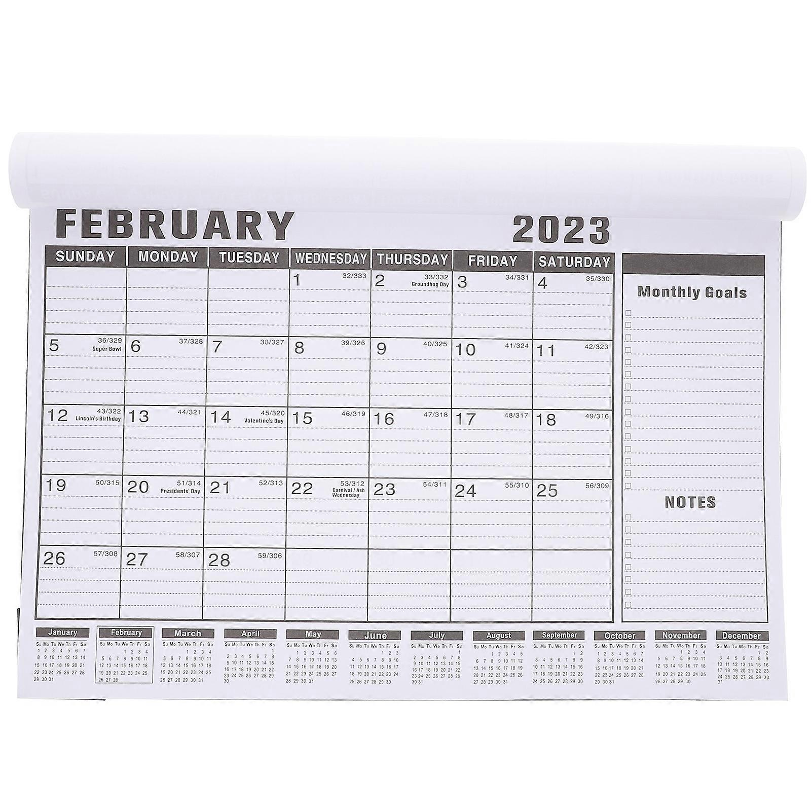 Black Paper Wall Calendar for Home Use Simple Design Perfect Gift 2023 Household Monthly Calendar